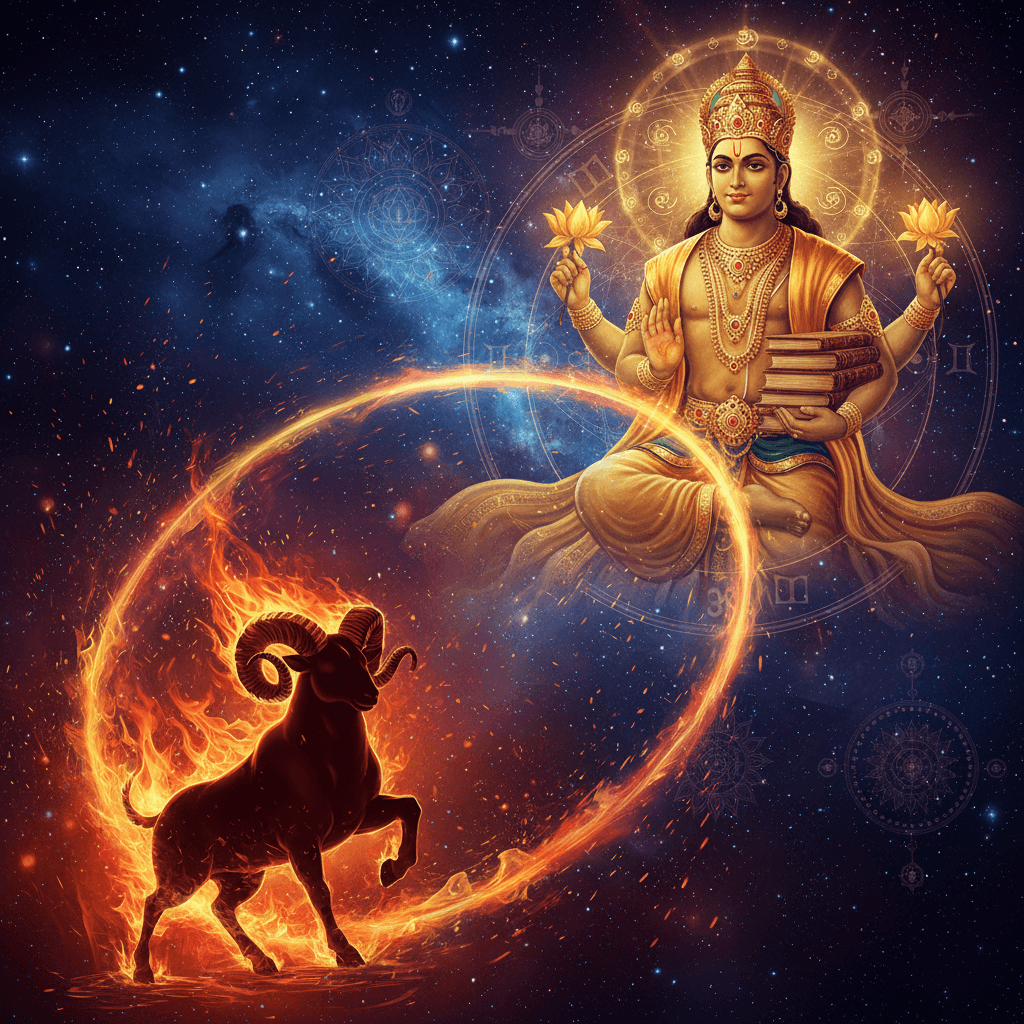 Jupiter Mahadasha for Mesh Lagna (Aries ascendant) — Vedic astrology composition