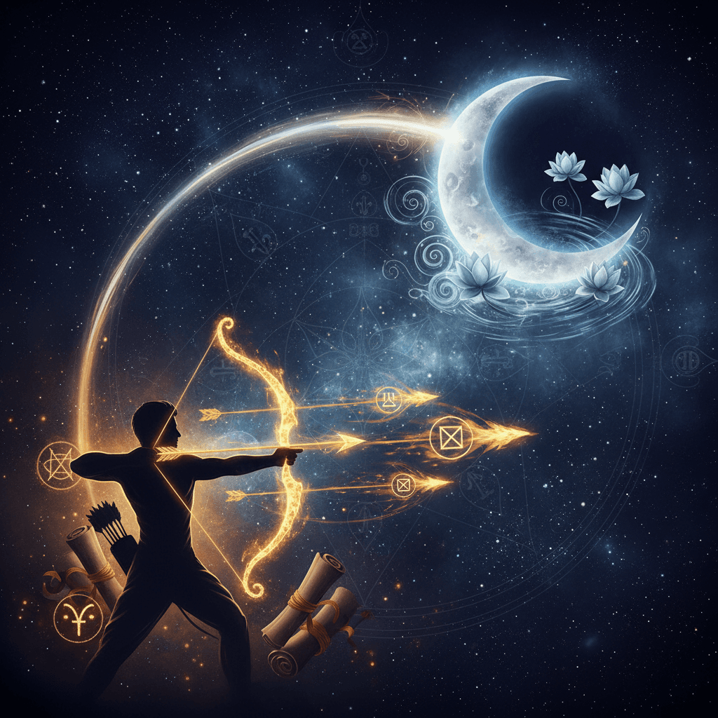 Moon Mahadasha for Dhanu Lagna (Sagittarius ascendant) — Vedic astrology composition