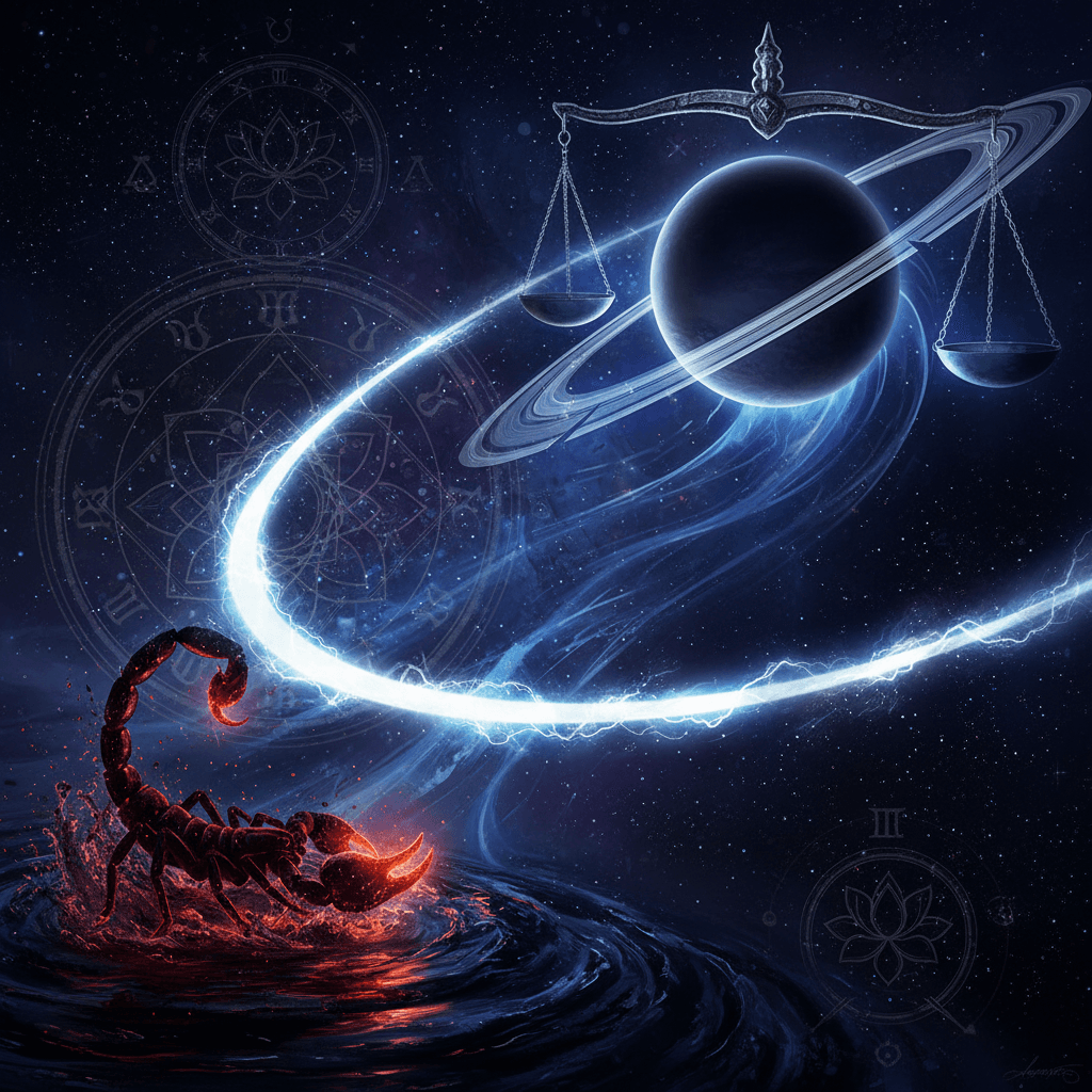 Saturn Mahadasha for Vrishchik Lagna (Scorpio ascendant) — Vedic astrology composition