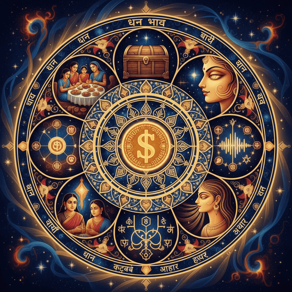 Wealth (द्वितीय भाव — धन भाव) — 2nd house Vedic astrology, ruled by Venus