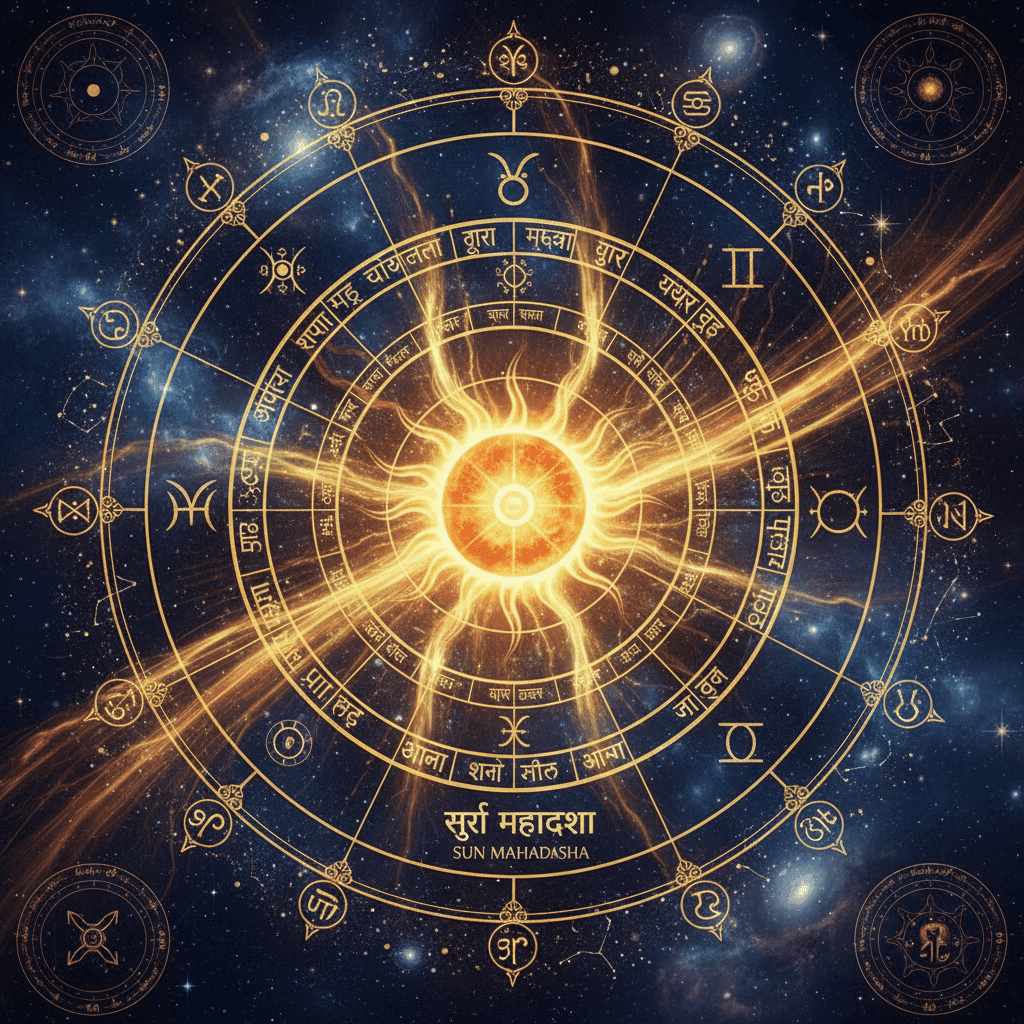सूर्य महादशा (Sun Mahadasha) — 6 वर्ष वैदिक ज्योतिष चित्र
