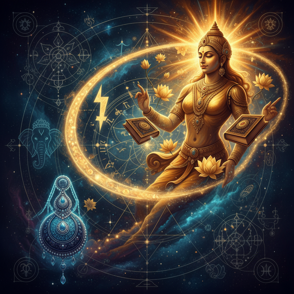 बृहस्पति ज्येष्ठा नक्षत्र में — Indra (king of gods) देवता, seniority, power, protection, eldest गुण, वैदिक ज्योतिष प्रभाव