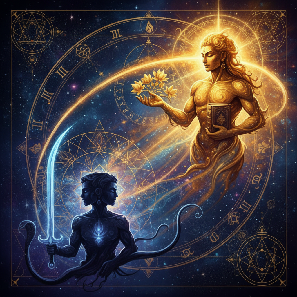 बृहस्पति पूर्व भाद्रपद नक्षत्र में — cosmic forces देवता, mysterious, transformative गुण, वैदिक ज्योतिष प्रभाव