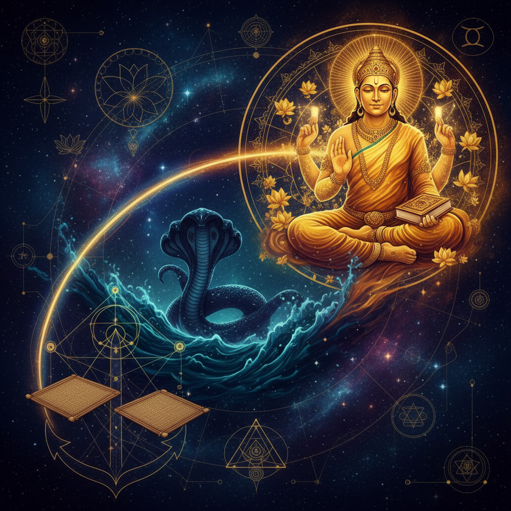 Jupiter in Uttara Bhadrapada Nakshatra — cosmic forces deity, mysterious, transformative quality, Vedic astrology effects