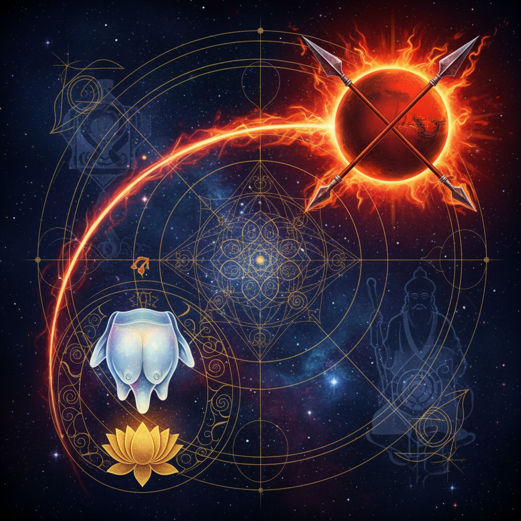 Mars in Pushya Nakshatra — Brihaspati (Jupiter) deity, nourishing, prosperous, wise, protective quality, Vedic astrology effects