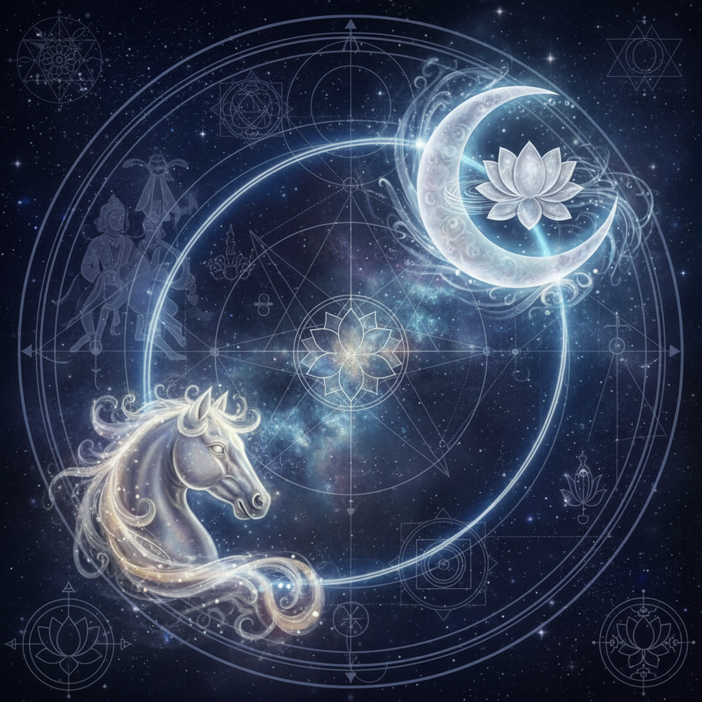 Moon in Ashwini Nakshatra — Ashwini Kumaras (divine physicians) deity, swift, healing, new beginnings quality, Vedic astrology effects