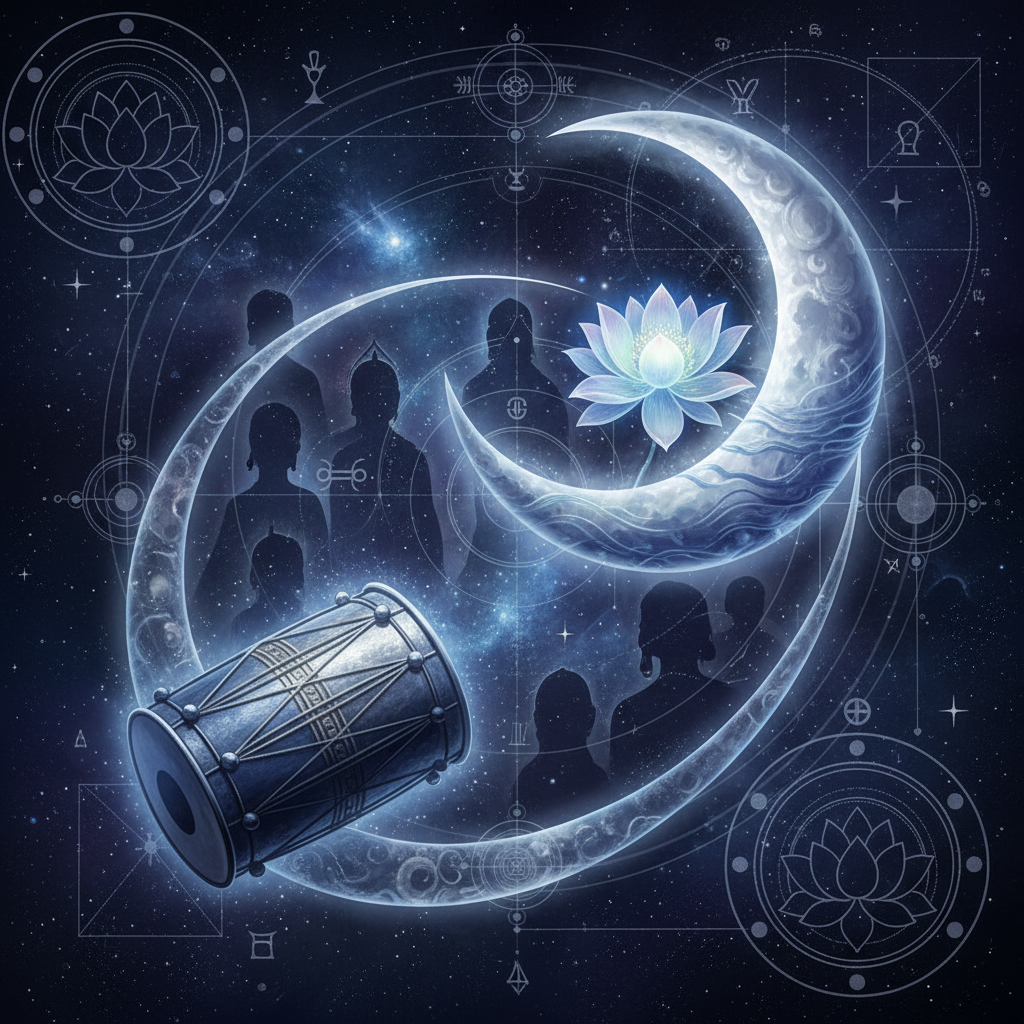 Moon in Dhanishtha Nakshatra — Ashta Vasus (8 elemental beings) deity, musical, rhythmic, wealthy, swift quality, Vedic astrology effects