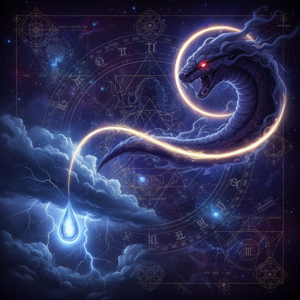 राहु आर्द्रा नक्षत्र में — Rudra (storm god) देवता, storm, destruction for renewal, intense emotions गुण, वैदिक ज्योतिष प्रभाव
