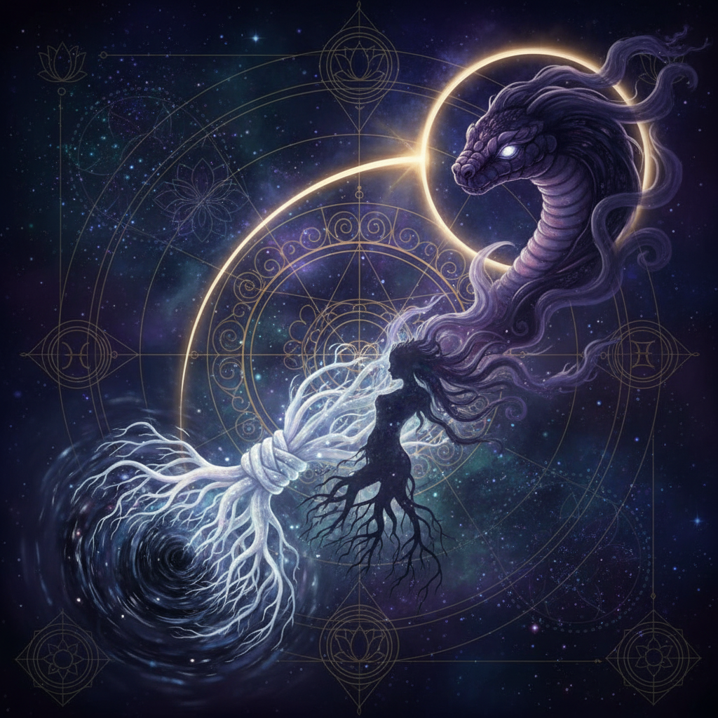 ராகு Mula நட்சத்திரத்தில் — Nirriti (goddess of dissolution) தெய்வம், roots, dissolution, philosophical, intense குணம், வேத ஜோதிட விளைவுகள்