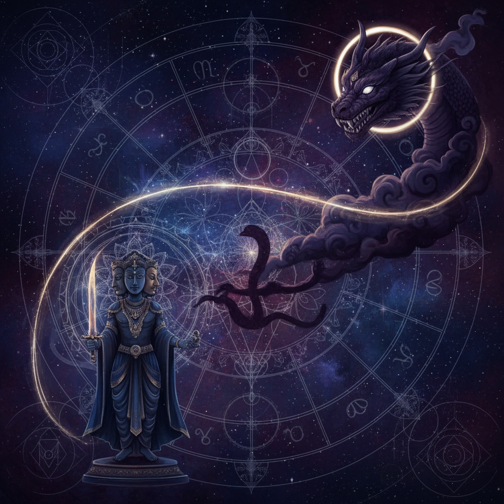 Rahu in Purva Bhadrapada Nakshatra — cosmic forces deity, mysterious, transformative quality, Vedic astrology effects