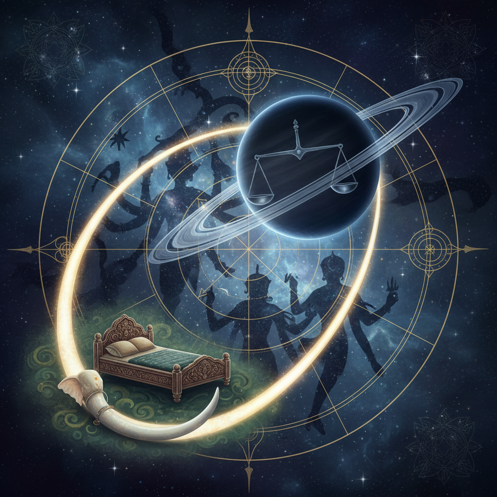 Saturn in Uttara Ashadha Nakshatra — cosmic forces deity, mysterious, transformative quality, Vedic astrology effects